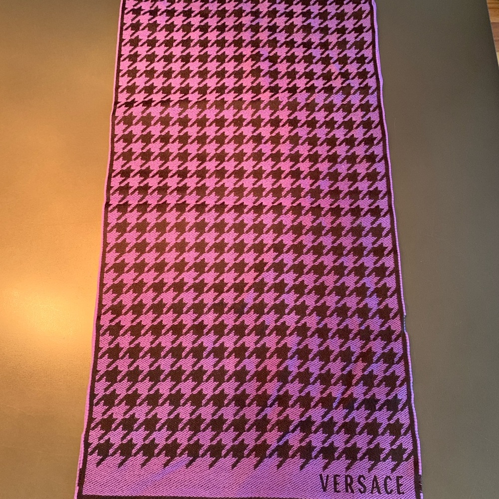 Versace Brown and Purple  Houndstooth Scarf
